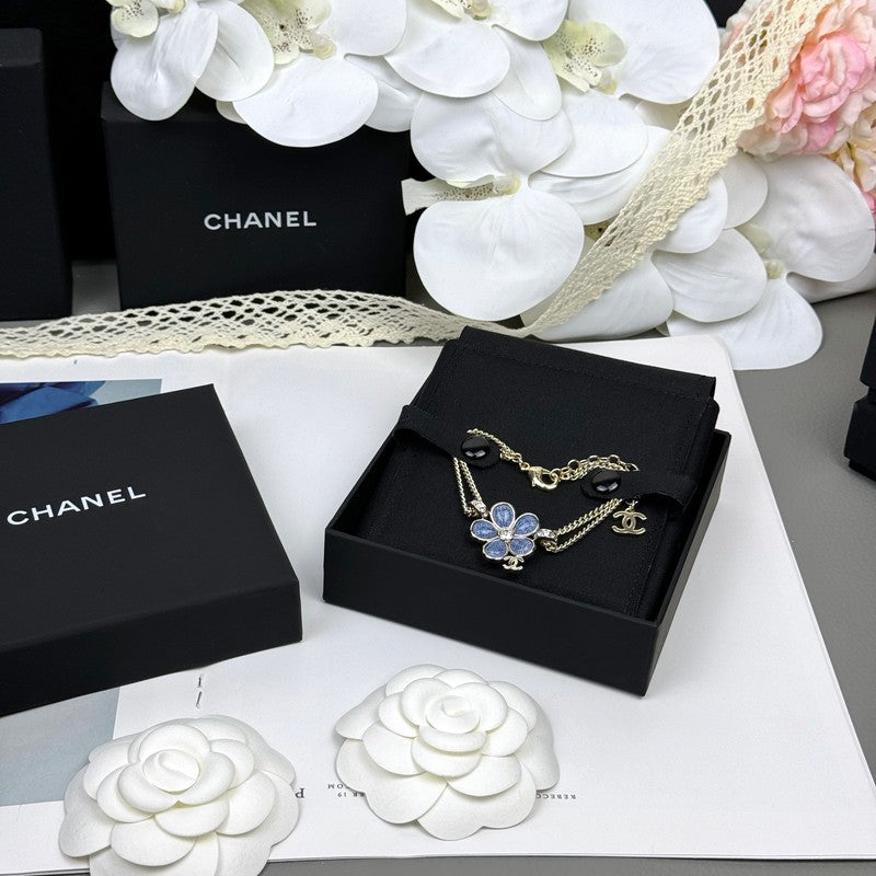 18K  Chanel 26C Blue Flower Diamond Bracelet