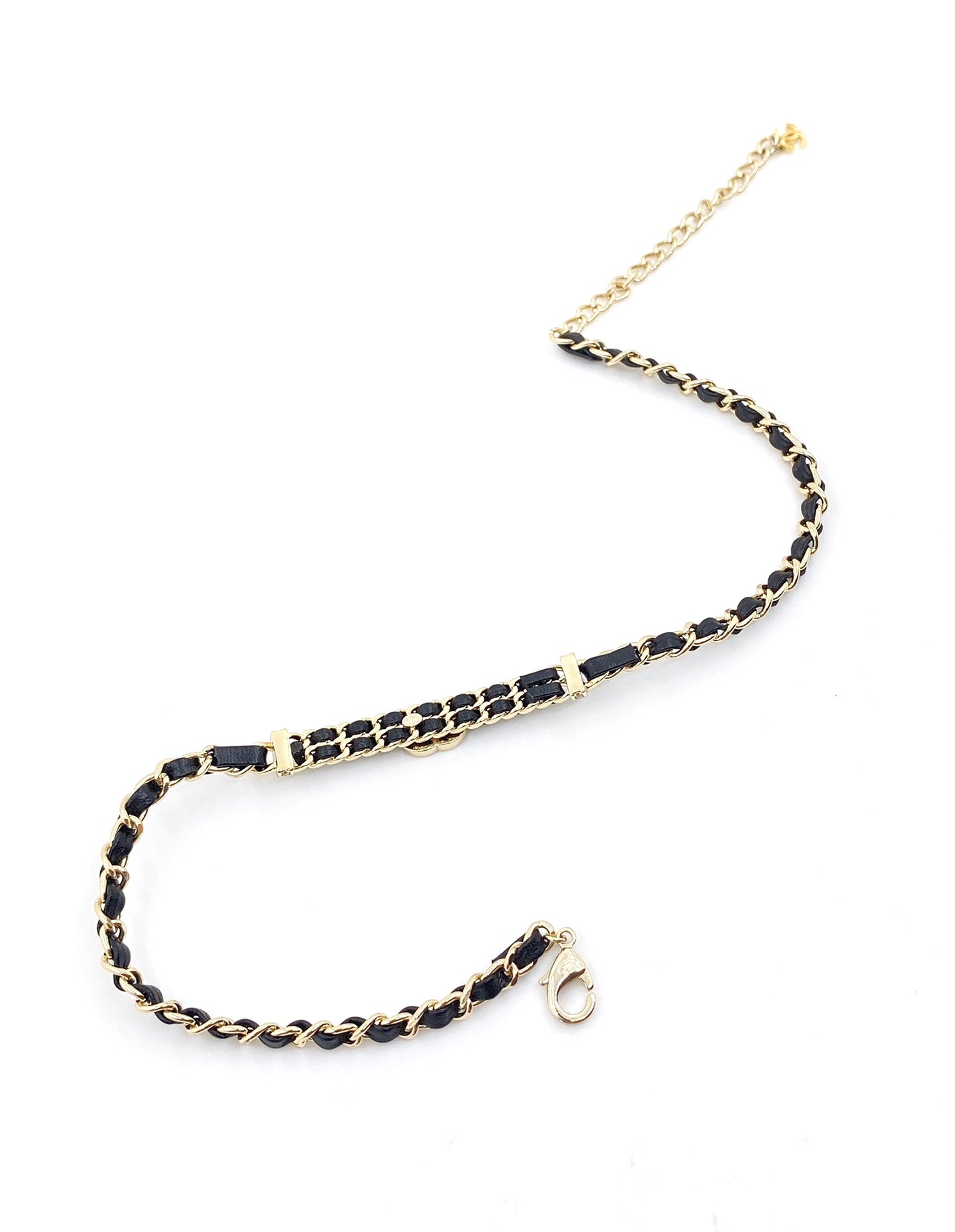 18K  Chanel Leather Choker Necklace