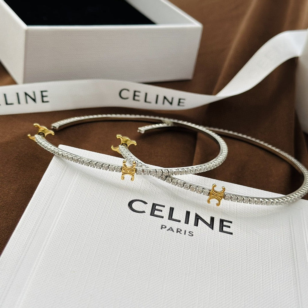 18K Celine Gourmette Crystals Earring
